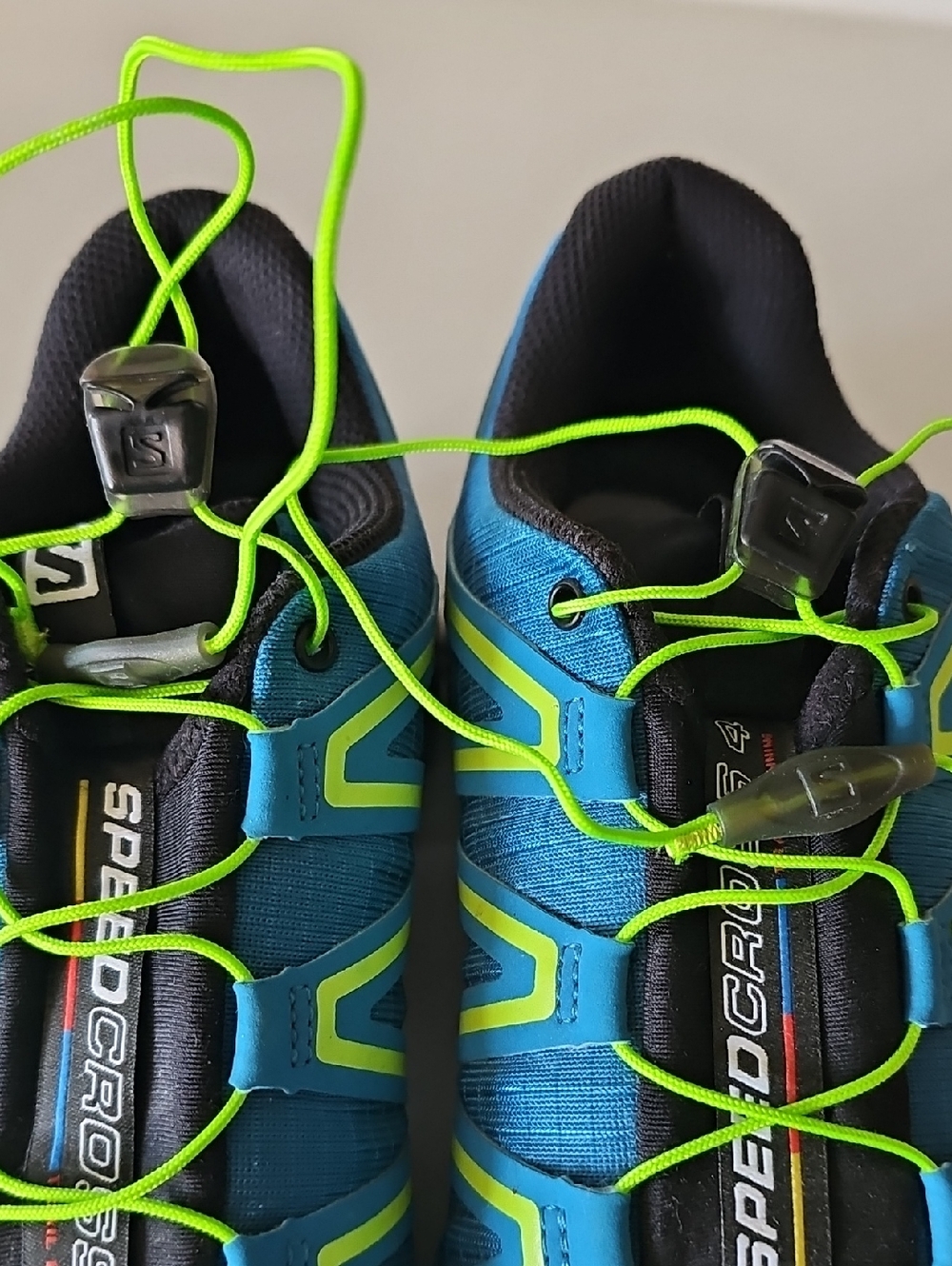 Speed Cross 4 Salomon Men's Blue Trail Running Shoes with Neon Green Accents - Picture 7 of 7